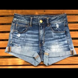 American Eagle Outfitters Super Stretch Hi-Rise Shortie Denim Shorts